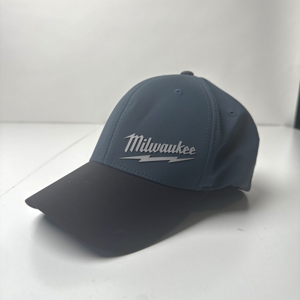 Milwaukee Workskin Fitted Hat Blue Black Flexfit L-XL Polyester Spandex Cap